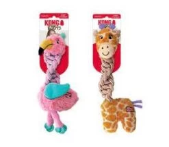 KONG Knots Twists Flamingo Or Giraffe Dog Toy -Pet Supplies Shop KONG Noeuds Tresses Assortis Moyen Grand jouet chienanimal