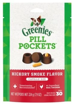 Pill Pockets Capsule Size, Hickory Smoke Flavor, Greenies (224g)