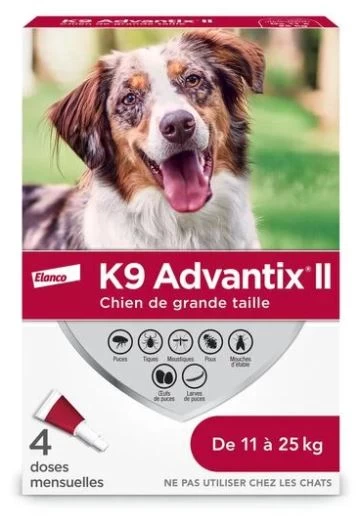 K9 Advantix II Anti Fleas, Ticks And Mosquitoes For Dogs From 11 To 25 Kg, 4 Doses
