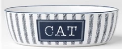 Ceramic Cat Bowl, Blue And White