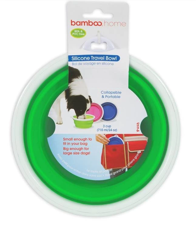 Collapsible Silicone Travel Bowl, Bamboo ( 3 Cup / 24 Oz ) 1 Collapsible Silicone Travel Bowl, Bamboo ( 3 Cup / 24 Oz )