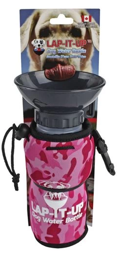 Water Bottle For Dog, Transportable Pink Camo, Lap-It-Up 20oz
