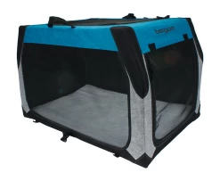 Folding Fabric Cage For Animals, Blue And Gray, Bergan