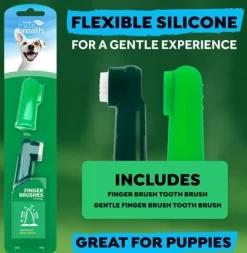 Dog Finger Toothbrush Set, Tropiclean 2 / Pkg. -Pet Supplies Shop doight pour brossage dent chien tropiclean