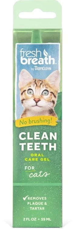 Fresh Breath By Tropiclean, Oral Care Gel For Cats, 59ml -Pet Supplies Shop gel nettoyant pour les dents fresh breath tropiclean pour chat 59ml 6e7