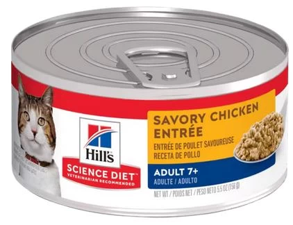 Canned Adult Cat 7+ Chicken Entree, Science Diet Hill's 5.5 Oz 1 Canned Adult Cat 7+ Chicken Entree, Science Diet Hill's 5.5 Oz