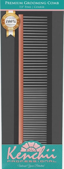 Pet Grooming Comb, Kenchii Premium Satin Rose Gold, Medium 7.5 "
