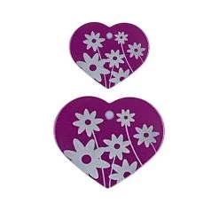 Heart Medal With Flower Motif In Pink For Dog, 2 Sizes