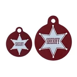 Tag For Dog And Cat, Red Sheriff, 2 Sizes