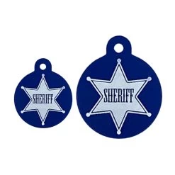 Tag For Dog And Cat, Blue Sheriff, 2 Sizes
