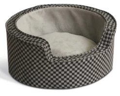 Comfy Sleeper Round Dog & Cat Bed, Gray & Black Tiles, Large, K&H