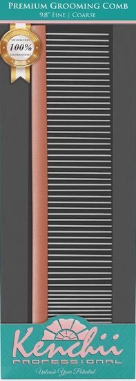 Pet Grooming Comb, Kenchii Premium Satin Rose Gold, Large 9.8 "