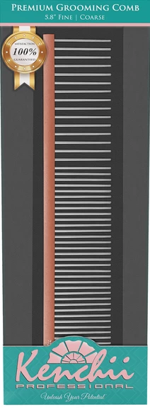 Pet Grooming Comb, Kenchii Premium Satin Rose Gold, Small 5.8 "