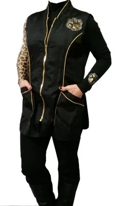 Stylist Wear Black Cougar Grooming Sweater -Pet Supplies Shop sarrau de toilettage princesse noir et or ael 1 248
