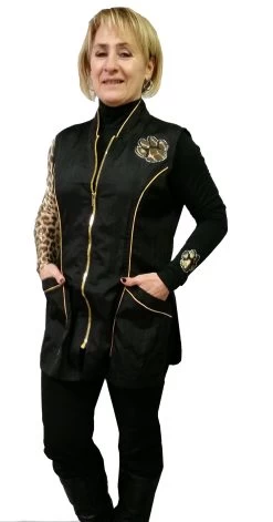 Stylist Wear Black Cougar Grooming Sweater -Pet Supplies Shop sarrau de toilettage princesse noir et or linda ael 1 c1c