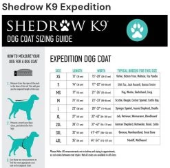 Expedition Shedrow K9 Winter Coat For Dogs -Pet Supplies Shop tableau taille cape chien