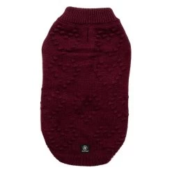 Turtleneck Knit For Dog, Burgundy Silver Paw