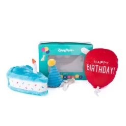 Zippypaws Blue Party Toys For Dogs, Set Of 3